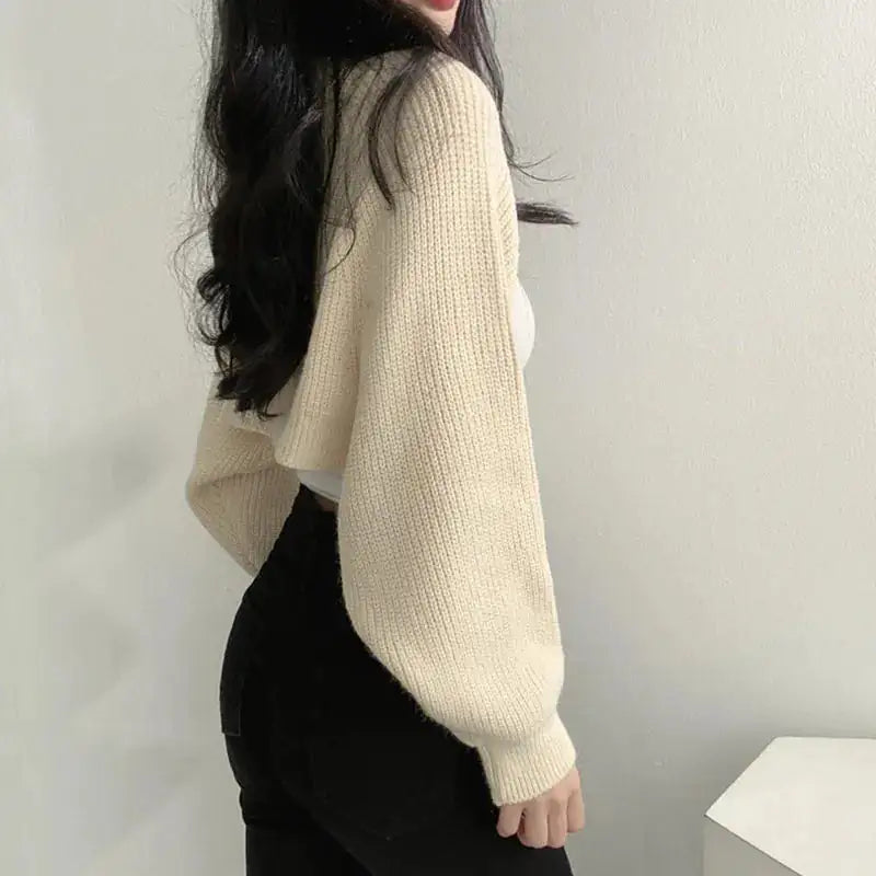 Breathable Cardigan Bishop Sleeve Sweater