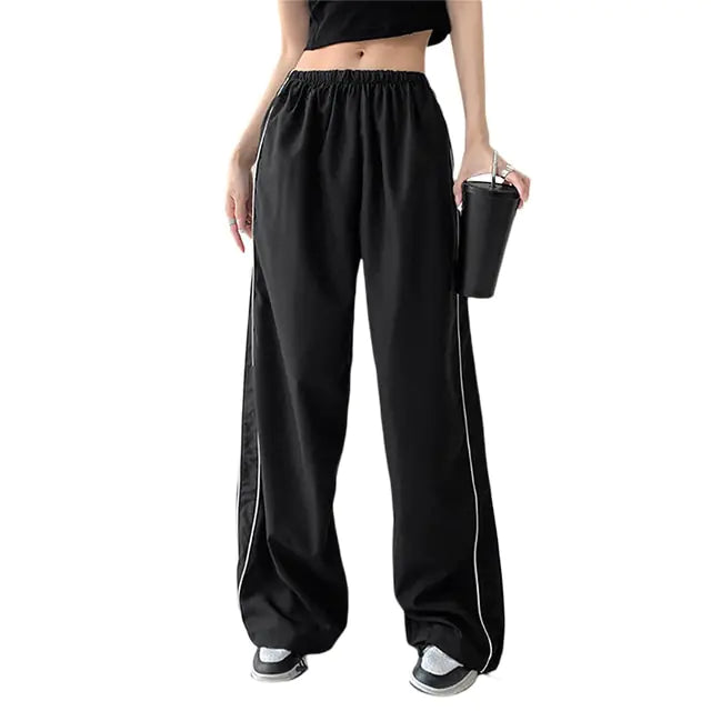 Baggy Cargo Pants Drawstring Elastic Low Waist Parachute Pants