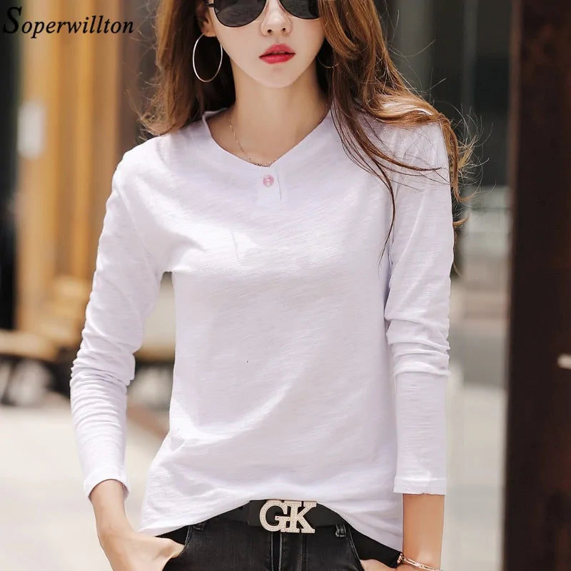 Autumn Ladies Tops Tee Shirt Femme