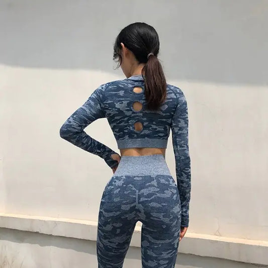 Blue Camo Sleeve Crop