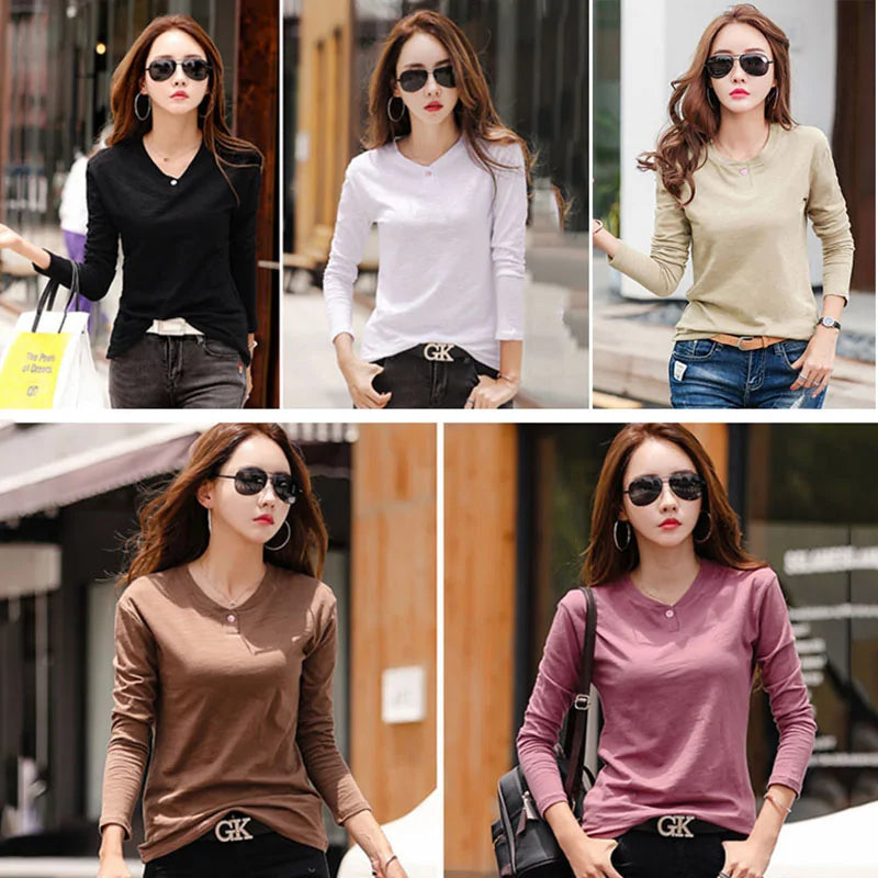 Autumn Ladies Tops Tee Shirt Femme